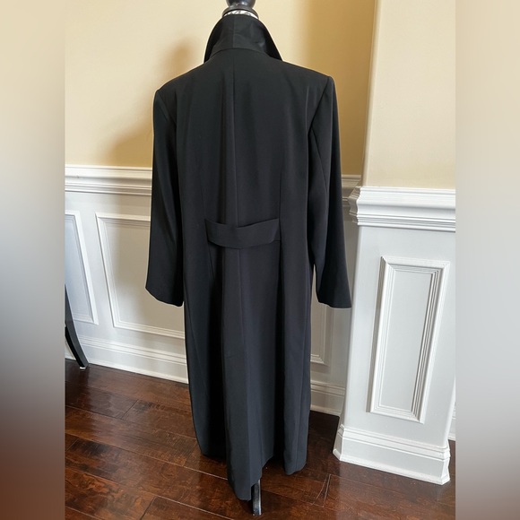 Gallery-Black, Single Breasted Button Down Water Repellent Maxi Trench Coat. - Picture 3 of 14